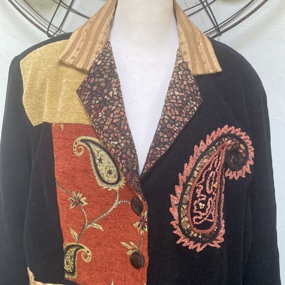 Analogy Boho Retro Embroidered Jacket Size Large - Picture 2 of 10